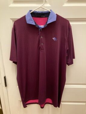 Greyson Maroon Polo with Light Blue Collar - Mammoth Dunes